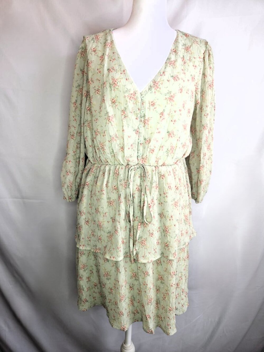 Mint Green Floral Ruffle Dress